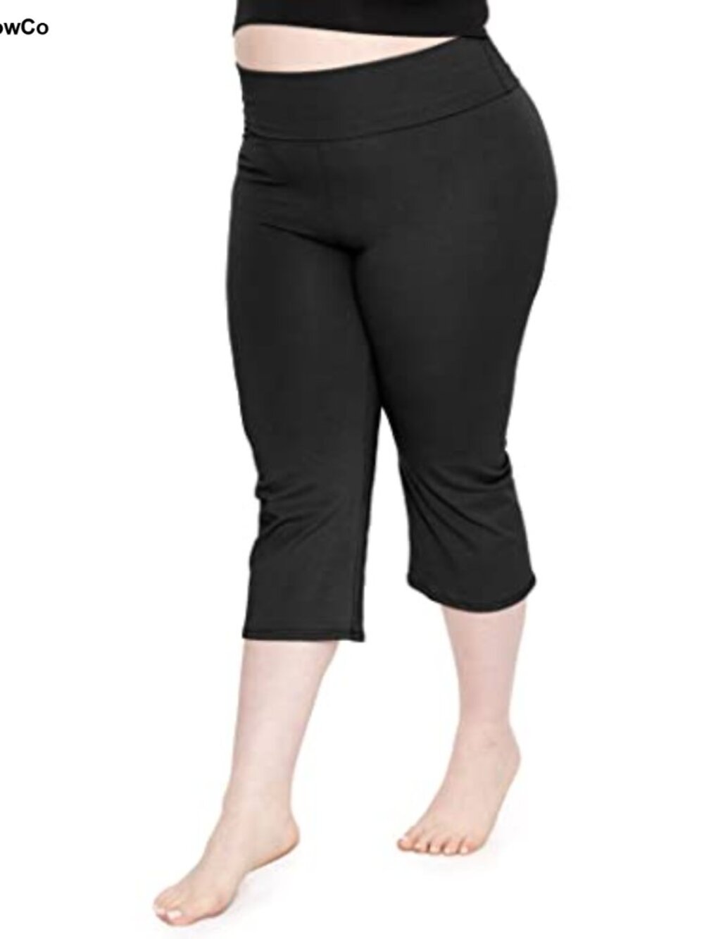 Capri Yoga Pants Cotton Spandex Foldover Waistband for Women